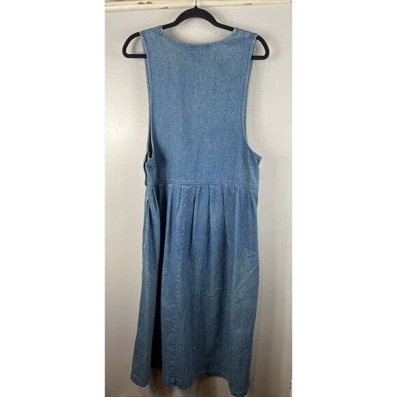 Mizz Lizz Sleeveless Midi Lightwash Blue Denim Dress w/ Pockets Cotton Large - Picture 2 of 6
